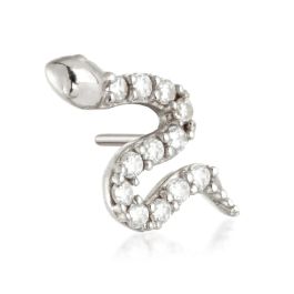 Tish Lyon 14ct White Gold Jewelled Snake Threadless Labret Single Earring