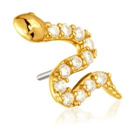 Tish Lyon 14ct Yellow Gold Jewelled Snake Threadless Labret Single Earring