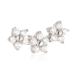 Tish Lyon 14ct White Gold Flower Crescent Threadless Labret Single Earring