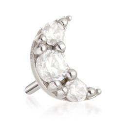 Tish Lyon 14ct White Gold Crescent Moon Gem Threadless Labret Single Earring