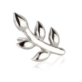 Tish Lyon 14ct White Gold Leaf Threadless Labret Single Earring