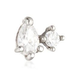 Tish Lyon 14ct White Gold Double Gem Threadless Labret Single Earring