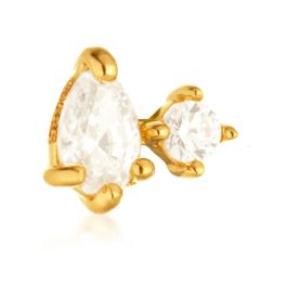 Tish Lyon 14ct Yellow Gold Double Gem Threadless Labret Single Earring