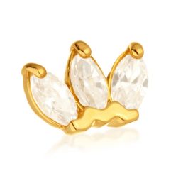 Tish Lyon 14ct Yellow Gold Marquise Triple Gem Threadless Labret Single Earring