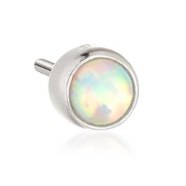 Tish Lyon 14ct White Gold Bezel Set Opal Threadless Labret Single Earring