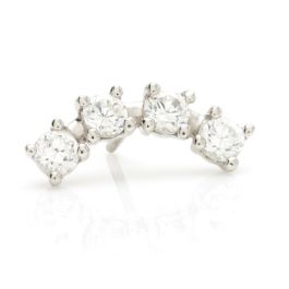 Tish Lyon 14ct White Gold Jewelled Crescent Threadless Labret Single Earring