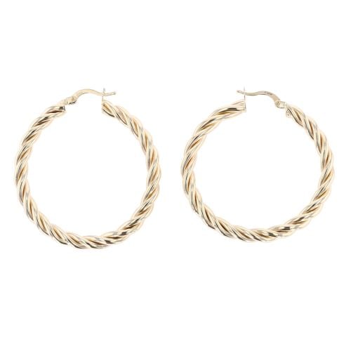 14ct Yellow Gold Twist Hoop Earrings
