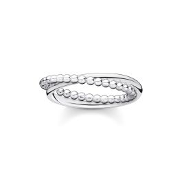 Thomas Sabo Silver Dots and Plain Band Double Ring