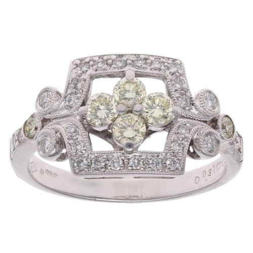14ct White Gold 0.86ct Brilliant Cut Diamond Fancy Ring