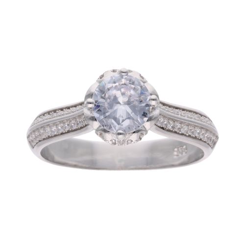 Sterling Silver Cubic Zirconia Solitaire Ring by Icesia