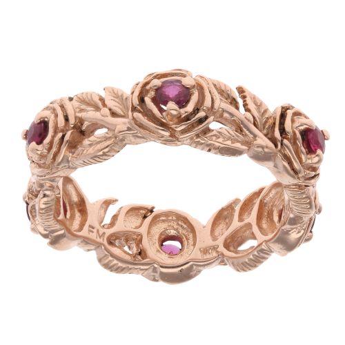 14ct Rose Gold Ruby Flower Ring