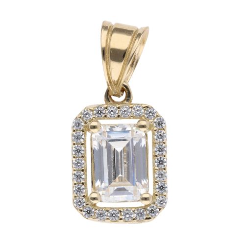 14ct Yellow Gold Cubic Zirconia Cluster Pendant