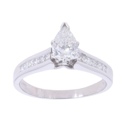 14ct White Gold 1.25ct Pear And Brilliant Cut Diamond Solitaire Ring